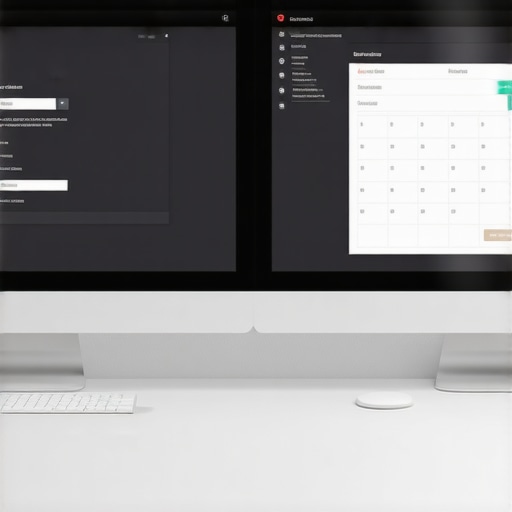 Digital workspace for local SEO maintenance A person managing Google Business Profile maintenance and map health on a professional dual-monitor setup.