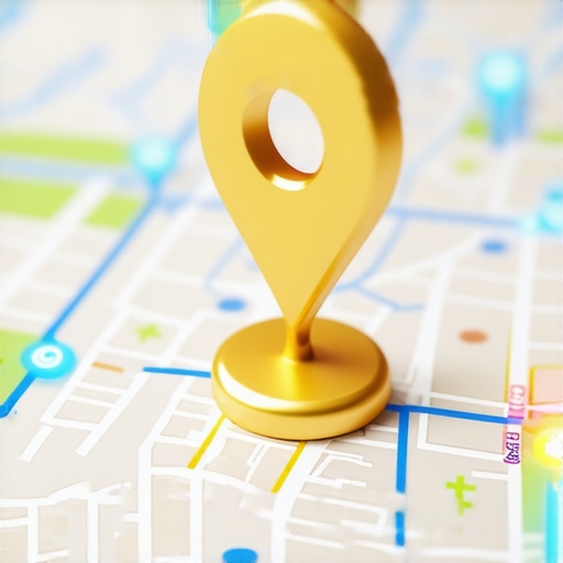 A golden map pin symbolizing high ranking in Google Maps through geographic authority