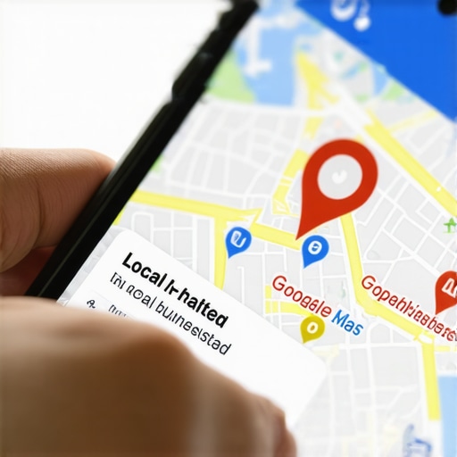 A smartphone displaying a successful Google Maps listing with high ratings and a call button action.