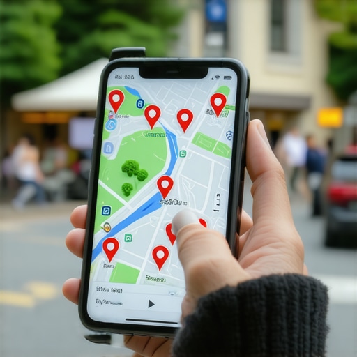 A smartphone screen showing localized search pins on a map for specific neighborhood service providers.