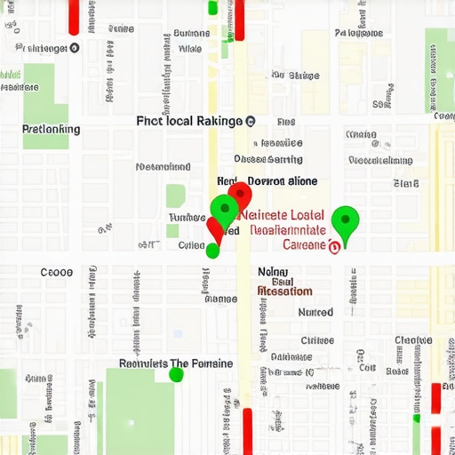 A visual representation of how local search rankings vary block-by-block in a city using a grid tracker.