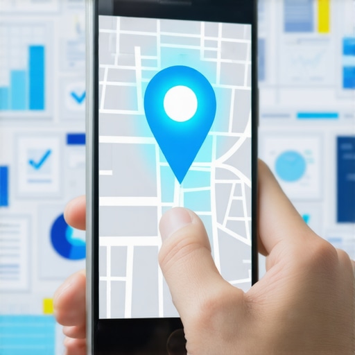 Smartphone displaying a recovered local map pin and digital optimization checklist metrics.