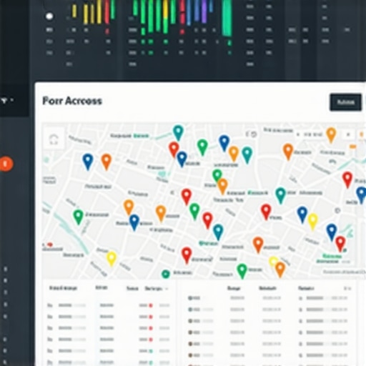 A detailed local search ranking dashboard showing map pack performance and proximity filtering data.
