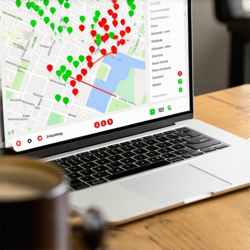 A visual representation of a map health audit showing search rankings across a neighborhood.