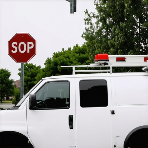 A branded service truck parked near a local neighborhood sign to improve map optimization and proximity signals.