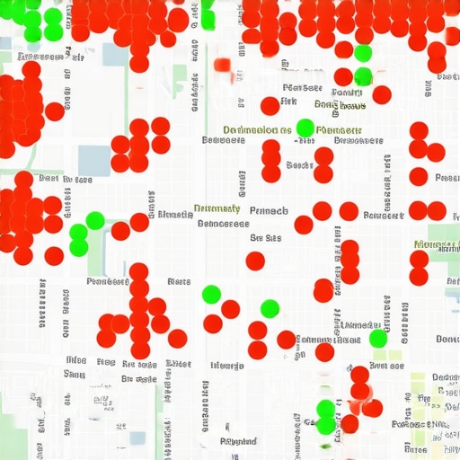Map showing ranking strength across different neighborhood coordinates.