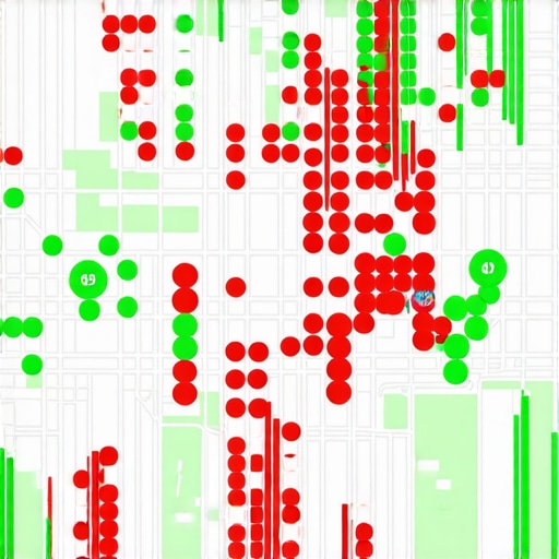 A local SEO tool showing a grid of ranking positions for a business on Google Maps.