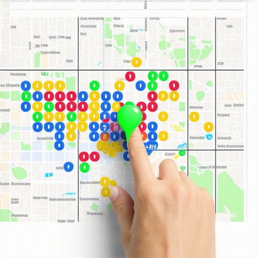 A grid-style local ranking map showing SEO performance across a neighborhood.