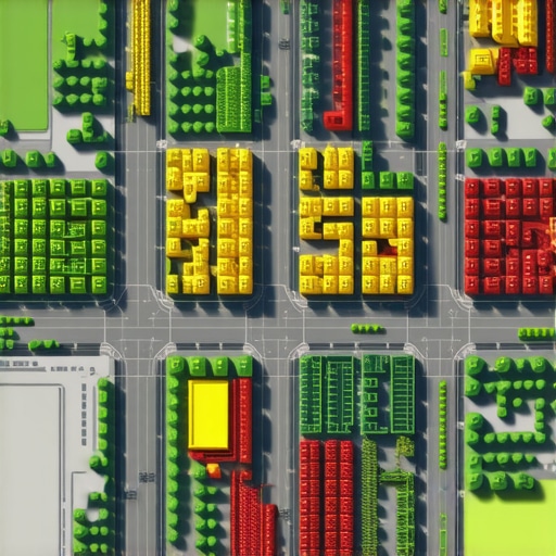 A visual representation of local search rankings across a city grid using colored status bubbles.