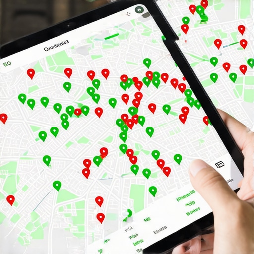 Visual representation of local map ranking positions across a geographic city grid.