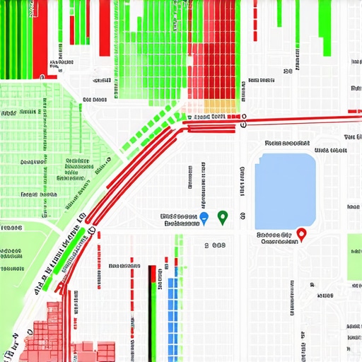A visual representation of Google Maps ranking positions across a city grid.