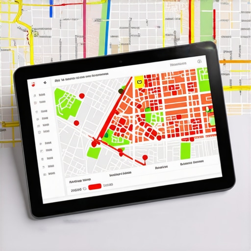 A digital heat map showing local business ranking positions across a specific geographic area