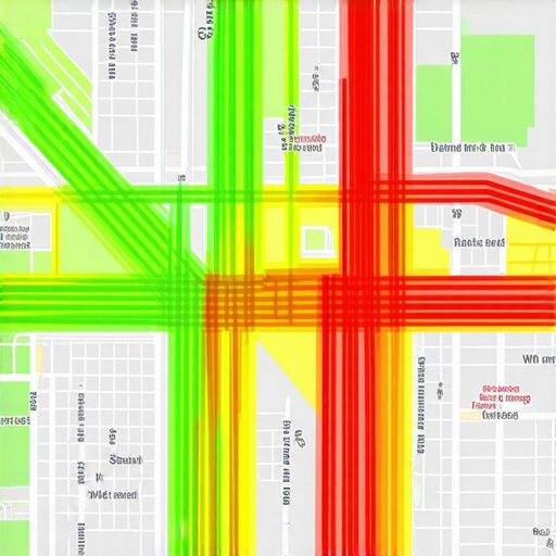 A visual representation of local search rankings across a geographic area using a grid tracking tool.