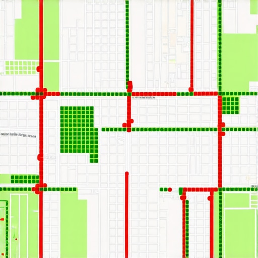 A visual representation of local search rankings across a geographic area using a grid tracking tool.