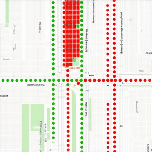 A visual map showing green and red ranking dots across a city to track local SEO performance.