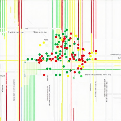 A map showing local search ranking strength across a specific neighborhood grid.