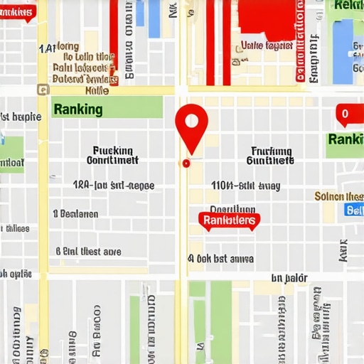 A heat map showing local search rankings across a geographic area.