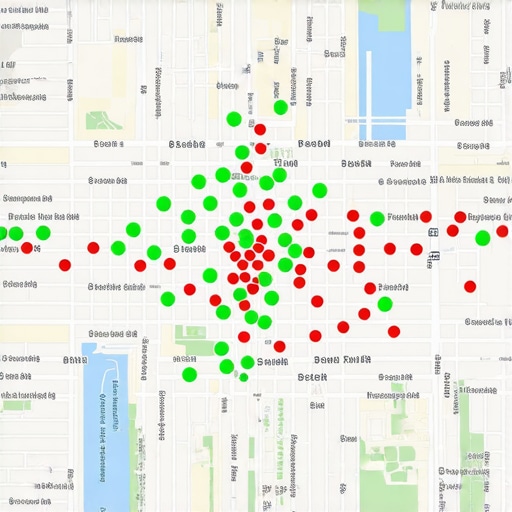 A visual map grid showing local SEO ranking density and visibility across a city.