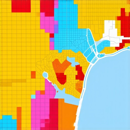 A grid tracking map showing local search rankings across different geographic points in a city.