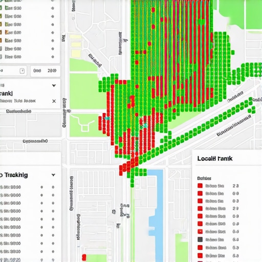 A visual representation of local search ranking grid showing dominant and weak areas for a business profile.