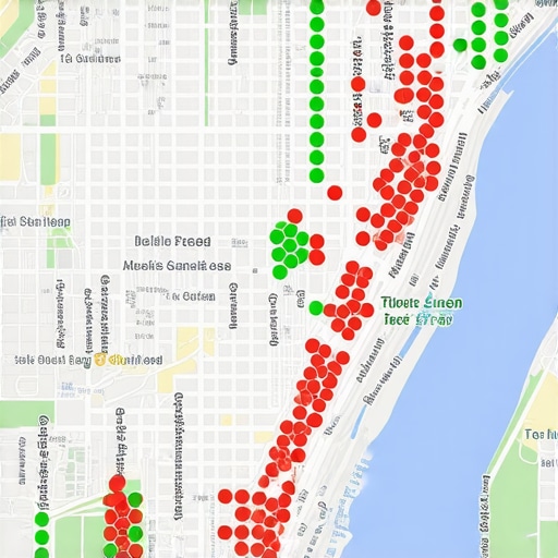 Local SEO Heat Map Analysis A visual representation of local search ranking health and proximity signals on a digital map.