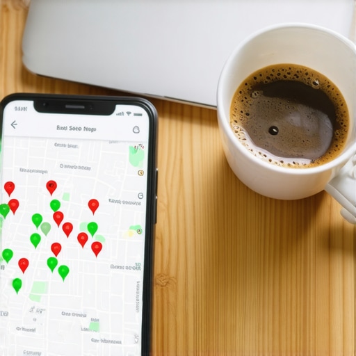 Local SEO Heat Map Audit A smartphone showing a local SEO ranking heat map for a business listing.