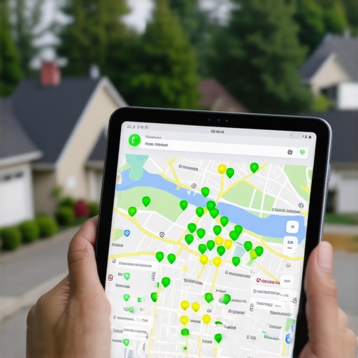 A digital heat map showing local search ranking positions across a specific geographic grid.