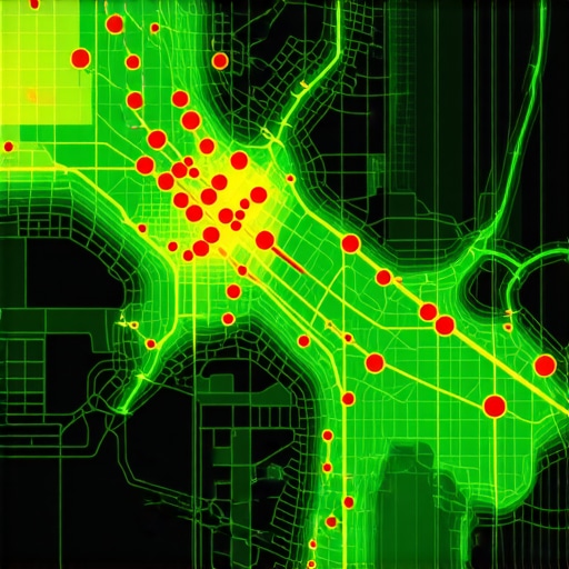 A digital map showing various ranking positions across a neighborhood to monitor map health and optimization progress.