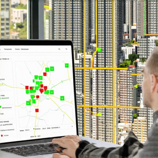 Visual representation of business rankings across different geographical points in a city