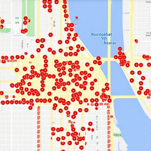 Local SEO Heatmap Analysis Tool Heatmap showing Google Maps ranking positions across a local city grid.