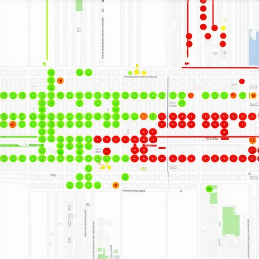 A visualization of local SEO rankings using a grid heatmap to show business visibility across a city