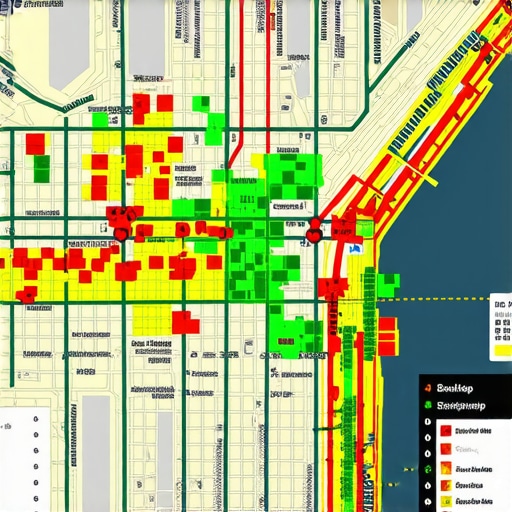 Local SEO Heatmap and Monitoring Dashboard A visual representation of local ranking distribution across a city using a heatmap tool.