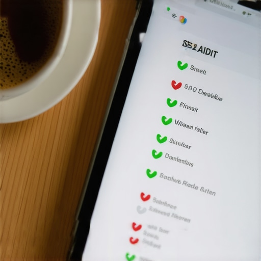 An SEO audit showing map health checks and data discrepancies on a tablet.