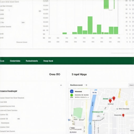 Local SEO Map Health Dashboard A digital screen displaying map health metrics and local search rankings.