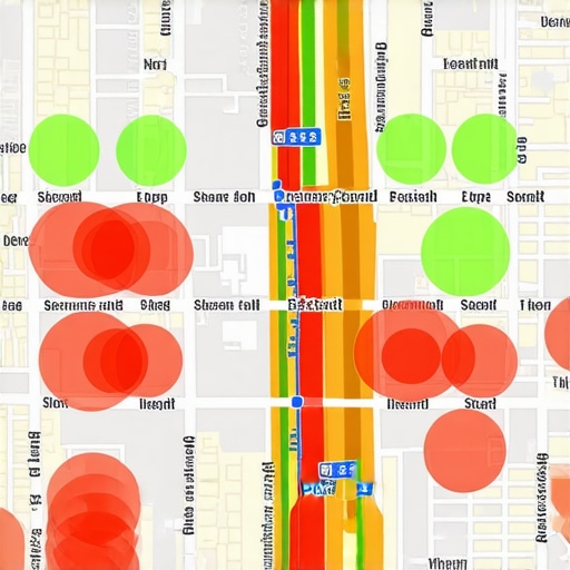 Local SEO Map Health Heatmap A city map showing local ranking distribution for a business profile audit.