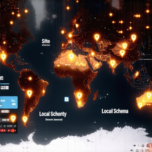 Local SEO Proximity Heat Map and Technical Metrics A visualization of local map search proximity filters and website authority metrics for SEO.