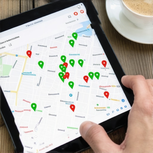 A rank tracking heat map showing localized search performance across a city grid.