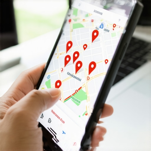 A smartphone and laptop being used to track local map rankings for a service business.