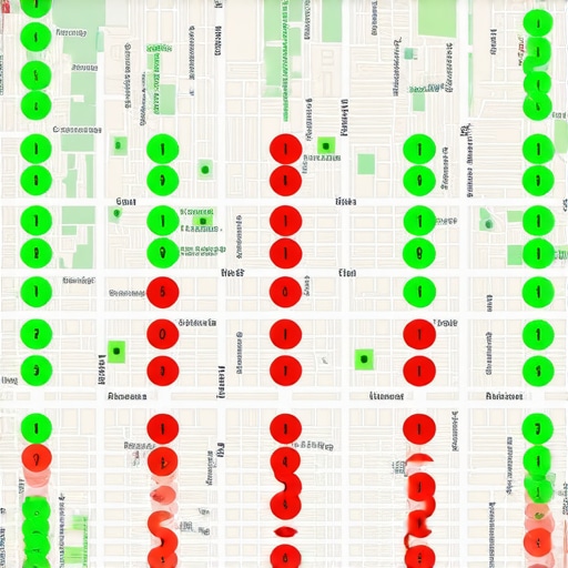 Local SEO Ranking Grid Visualization A map showing ranking positions across different neighborhoods using a grid tracking tool.