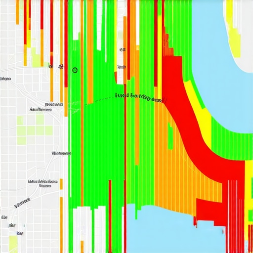 Local SEO Ranking Heatmap A city map with a grid of ranking numbers showing local search visibility for a business profile.