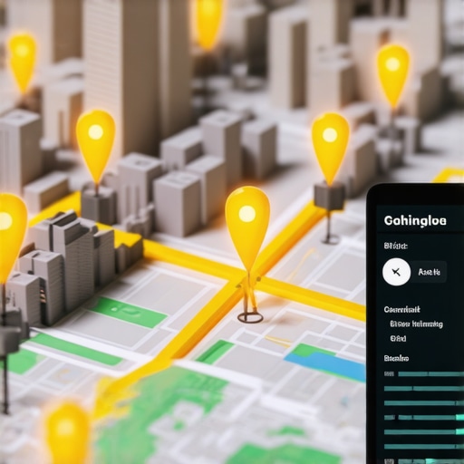 A digital map showing optimized business pins and local ranking growth data.