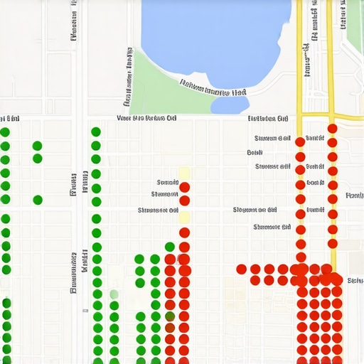 Local Search Grid Results Map showing local SEO ranking performance across different geographic coordinates.