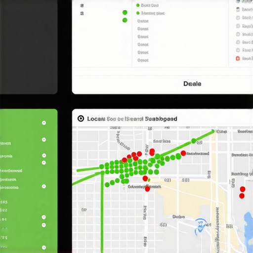 A screenshot of a local SEO grid tracker showing rankings across a geographic area.