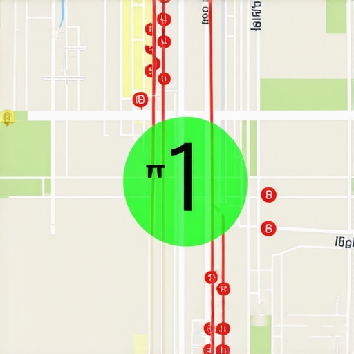 A map grid showing local SEO rankings for a service-area business across different neighborhoods.