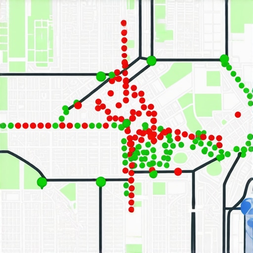 A visual representation of a local search grid tool tracking business rankings across a city map.