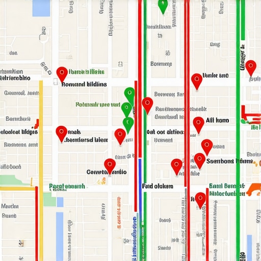 A data dashboard visualizing local search ranking factors and proximity filters on a city map.