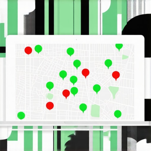 A visualization of local map health using a rank tracking grid tool over a city map.