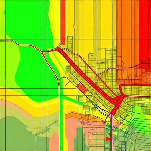 A heatmap showing a business's local search visibility across different neighborhoods.