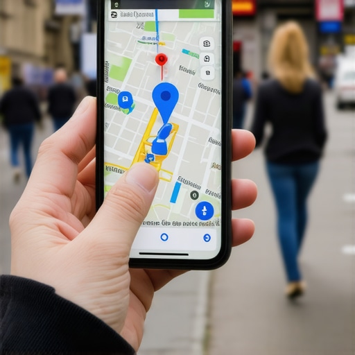 A person using Google Maps on a smartphone in a city