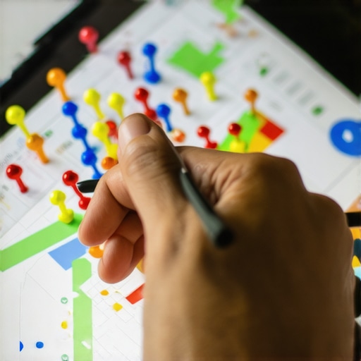 A business owner analyzing local search ranking data on a tablet device.